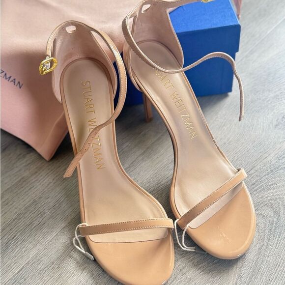 Stuart Weitzman Beige Ankle Strap Heels - Picture 8 of 9
